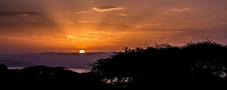 Coucher de soleil sur le lac Langano